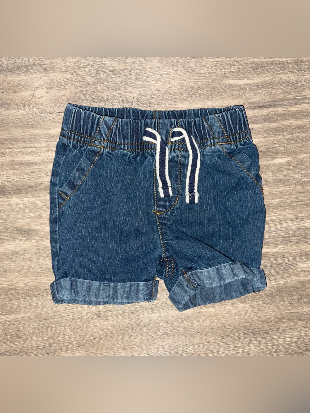 jumping beans Blue Denim Elastic Waist Shorts with Drawstring